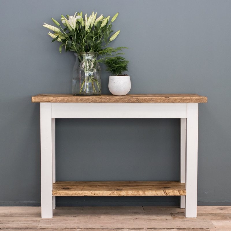 Farmhouse Console Table with Shelf